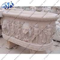 pink sandstone hand carved garden tubs