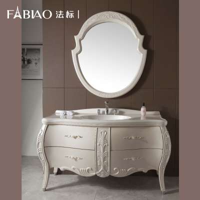 Antique French Style High Gloss Hand carved PVC waterproof Bathroom Vanity Cabinet