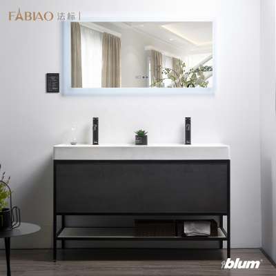 french free standing Plywood mirror mdf bathroom cabinet modern bathroom washbasin cabinet