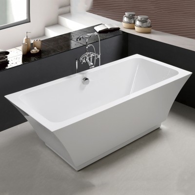 5 Year Warranty 31.4 Inch Contemporary Square Soaking Freestanding Acrylic White Solid Surface Bathtub with Low Price