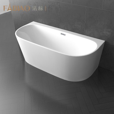 Hot sale comfortable solid stone surface indoor white oval acrylic freestanding soaking bathtub enjoyable freestanding bath tub