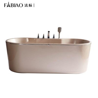 Pearl White Oval Elegant Freestanding Pealescent Acrylic Plastic Bathtub Adult