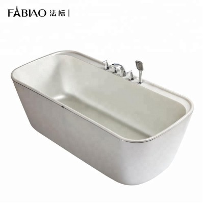 Rectangular Freestanding Pealescent Acrylic Bathtub Large Plastic Adult Bath tub